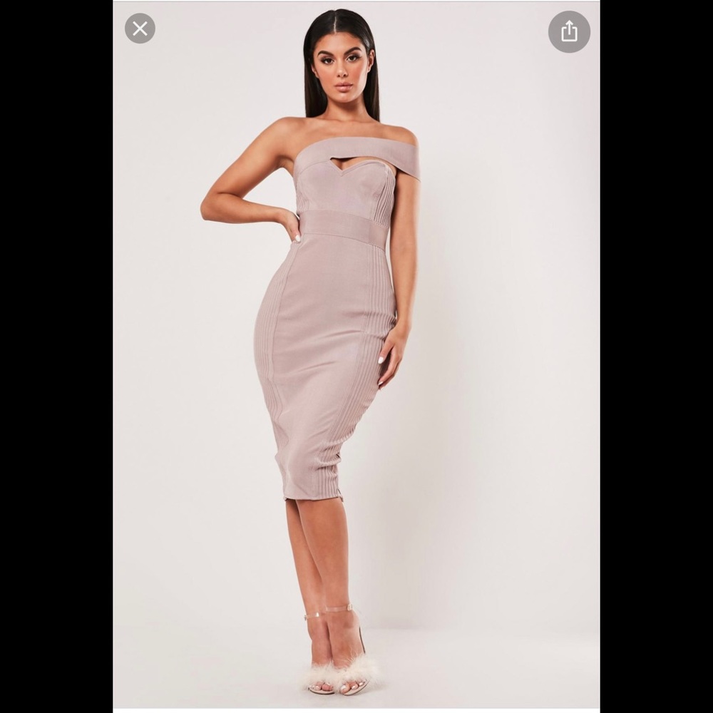 MISGUIDED premium Light Pink  bandage one shoulder bodycon mini dress